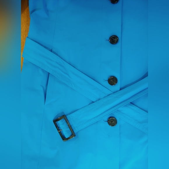 LANDS' END Sz S TALL Women's Belted Blue Trench Coat Single-Breasted Epaulets - Picture 5 of 9